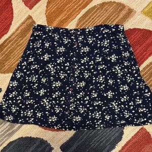 SuperDry Floral Button-Front Navy Skirt, medium